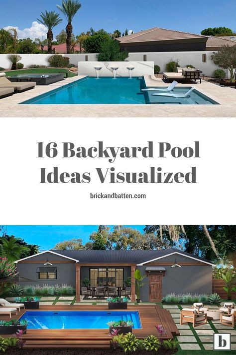 Outdoor Entertaining Area Pool, Swimming Pools Backyard Landscape, Concrete Logo, Backyard Makeover Ideas, Patio Vibes, Small Pools Backyard, Pool Patio Designs, Landscaping Around Pool, Backyard Pool Design