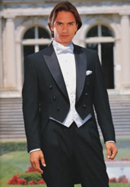 SKU#TB8811 Black Full Dress Classic Six Button Peak Lapel Tailcoat $169 Tuxedos / Formalwear Tuxedo tails Lakewood Washington, Puttin On The Ritz, Tuxedo With Tails, Designer Tuxedo, Modern Vintage Wedding, Dress Tuxedo, Mens Formalwear, Wedding Dress Suit, Wedding Speeches