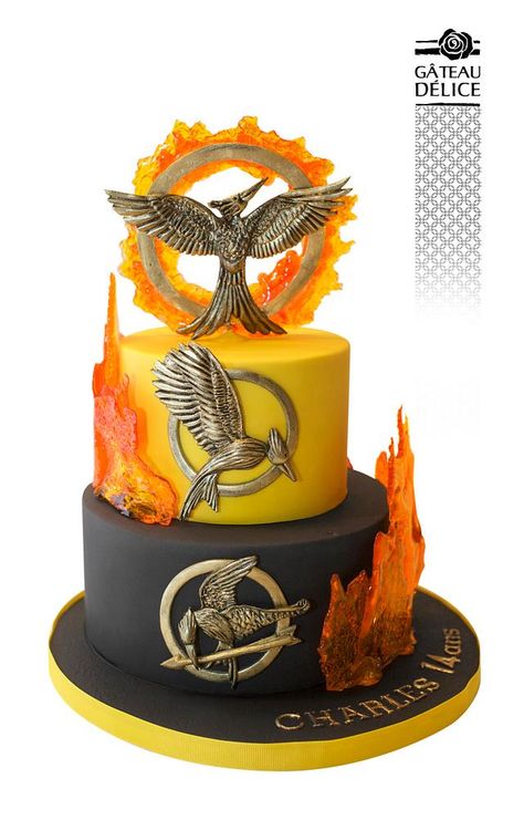 Hunger Games Wedding, Harry Potter Birthday Cake Ideas, Hunger Games Cake, Hunger Games Birthday, Hunger Games Theme, Games Cake, Hunger Games Party, Hunger Games Wallpaper, Harry Potter Birthday Cake