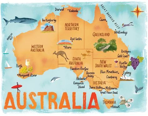 Scott Jessop — Australia-Audley Travel Australia Map Aesthetic, Australia Moodboard, Australia Map Illustration, Travel Map Illustration, Cotswolds Map, Australia Cake, Australia School, Australian Map, Map Australia