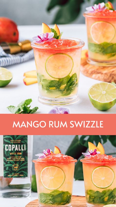 Rum Swizzle, Mango Cocktail, Mango Rum, Fancy Cocktails, Rum Cocktails, Fruity Cocktails, Boozy Drinks, Rum Drinks, Mango Juice