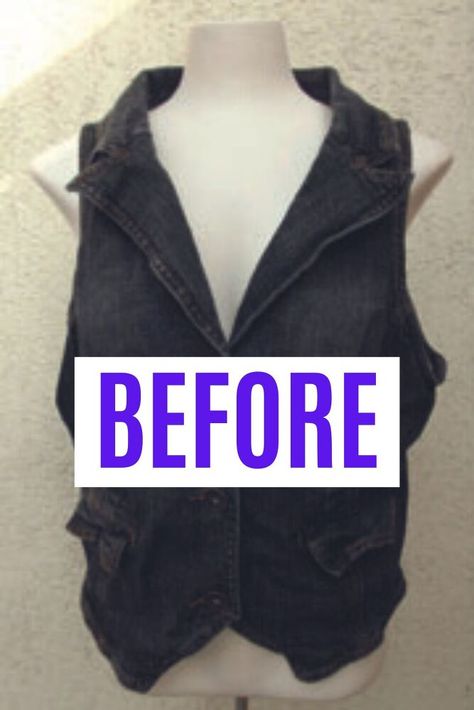 how to upcycle thrift store vest Denim Vest Upcycle Ideas, Upcycled Vest Ideas, Upcycle Vest, Upcycled Vest, Old Clothes Diy Upcycling, Refashion Jeans, Diy Vest, Vest Sewing Pattern, Oversized Vest