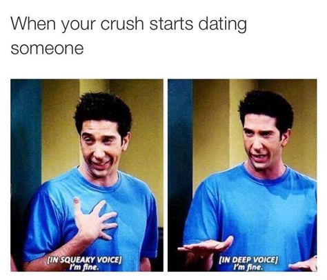 When your crush starts dating someone. Funny Crush Memes, Funny Crush, Crush Stuff, When Your Crush, Laughing Funny, Friends Memes, Crush Humor, Crush Memes, Friends Moments