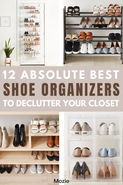 Let's all say what we're thinking...small closets are the worst! Whether you live in an apartment in a big city or a home that has little closet space, you need all the closet organization ideas you can get! We're showing you the 3 steps we use to declutter our closet floor and organize our shoes. These are seriously the best show organizers out there! Shoe Storage For Small Spaces Closet, Shoe Storage For Walk In Closet, Shoe Shelving In Closet, Shoe Organizers For Closets, Shoe Storage In Walk In Closet, Small Room Shoe Storage Ideas, Floor Shoe Storage, Diy Shoe Storage For Small Spaces, Shoe Storage Ideas Bedroom