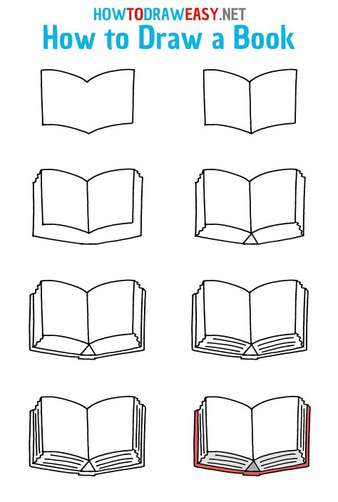 How to Draw a Book Step by Step #Book #BookDrawing #BookEasyDrawing #BookEasyArt #BookDrawingforKids #BookDrawingTutorial #BookStepbyStepDrawing #BookSimpleDrawing #EasyBookDrawing #BookDrawingforKids #BookDrawingforBeginners Easy Books Drawing, Step By Step Line Drawing, Simple Book Sketch, Draw A Book Step By Step, How To Draw Books Easy, Cute Book Drawing Easy, How To Draw A Book Easy, Book Painting Easy, Books Doodle Art