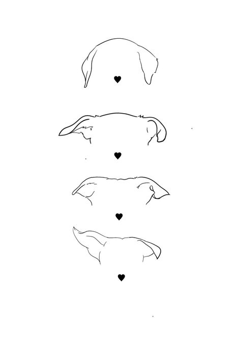 Outline Of Dog Tattoo Ears And Nose, Tattoo Dog Minimalist, Pet Outline Tattoo, Dog Nose Tattoo, Minimalist Dog Tattoo, Dog Ear Tattoo, Dog Tags Tattoo, Dog Ear Outline, Nose Tattoo