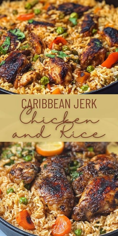 🌴🍗 Savor the bold, tropical flavors of Caribbean Jerk Chicken and Rice! Spiced chicken paired with fluffy, seasoned rice for a meal that will transport your taste buds to the islands. Perfect for family dinners or meal prepping. Easy to make and packed with flavor! #JerkChickenRecipe #CaribbeanFlavors #DinnerIdeas 🍛✨ Jerk Chicken Rice, Jerk Chicken And Rice, Tropical Dinner, Chicken Breast Dinner Ideas, Chicken Rice Recipe, Chicken Breast Dinner, Jerk Chicken Recipe, Chicken And Rice Recipe, Caribbean Jerk Chicken