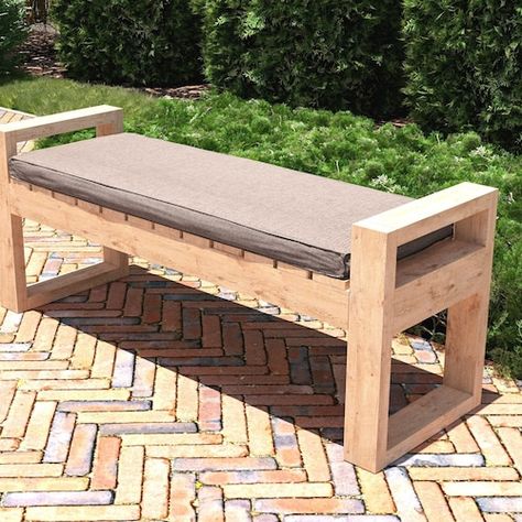 Diy Patio Bench, Outdoor Bench Plans, Wood Bench Plans, 2x4 Lumber, Simple Bench, Bbq Stand, Workbench Plan, Diy Bank, Diy Patio Ideas