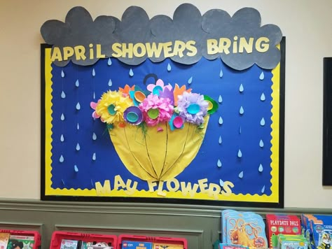 April showers bring may flowers bulletin board May Flowers Bulletin Board, Flowers Bulletin Board, Spring Bulletin Boards Preschool, Toddler Bulletin Boards, Flower Bulletin Boards, April Bulletin Boards, March Bulletin Board, Office Bulletin Boards, Bulletin Boards Theme