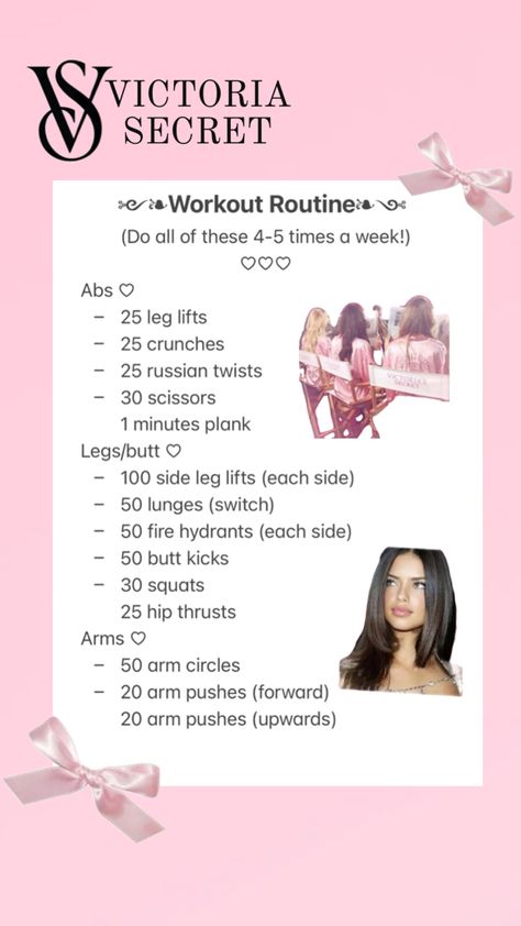 Workout, bows, models, skinny, victoria secret Adriana Lima Diet, Adriana Lima Workout, Model Hacks, 2 Week Workout Plan, 2 Week Workout, Angel Workout, Week Workout Plan, Victoria Secret Diet, Glowup Tips