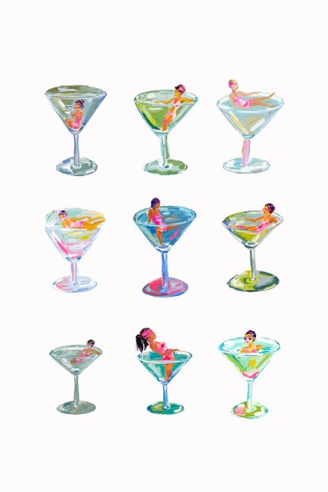 Martini Glasses, Arte Inspo, Wallpaper Vintage, Cute Patterns Wallpaper, Art Collage Wall, Summer Wallpaper, Room Posters, Ipad Wallpaper, Wall Collage