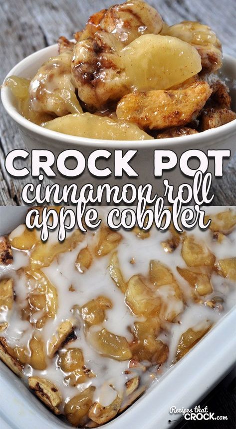 Cinnamon Roll Apple Cobbler, Apple Crockpot Recipes, Crockpot Cinnamon Rolls, Apple Cobbler Recipe, Grape Jelly Meatballs, Crockpot Dessert Recipes, Apple Cinnamon Rolls, Slow Cooker Apples, Crock Pot Desserts