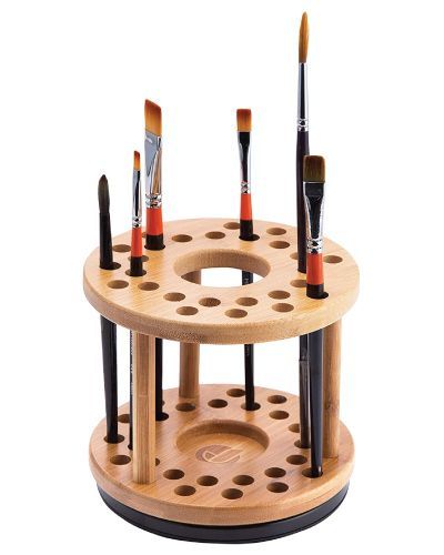 360 Rotating Bamboo Paintbrush Holder (Gifts for Artistic Teen Girls) Rotating Organizer, Paint Brush Holder, Paint Brush Holders, Brush Organizer, Acrylic Holders, Water Coloring, Color Brush, Cube Design, Artist Brush