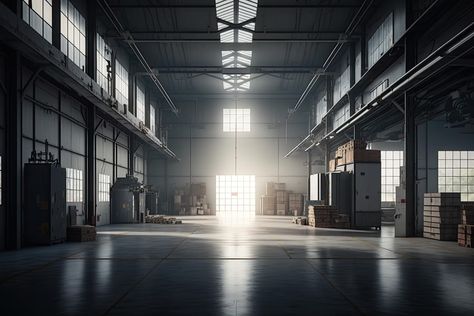 Free Photo | A large warehouse with a bright light coming through the door Distribution Strategy, Torsion Spring, Commercial Refrigerators, Cool Room, Cold Room, Overhead Door, Unsung Hero, Industrial Buildings, Bright Light