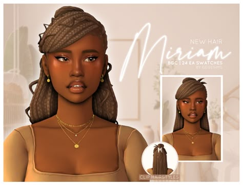 Miriam Hair | GegeSims on Patreon Sims 4 Cc Hair Up Patreon, Sims 4 White Hair Maxis Match, Black Hair Ts4 Cc, Sims 4 Cc Hair Conversions, Gege Sims Hair, Gegesims Hair, Sims 4 Black Sims Hair, Sims 4 Aesthetic Cc Hair, Sims 4 Cc Y2k Hair Maxis Match