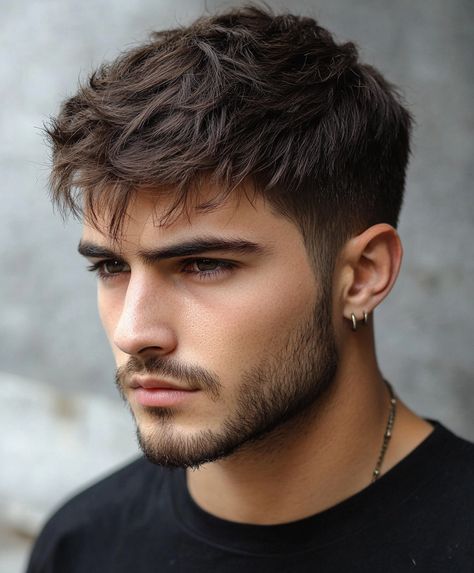 December Hair patterns for men's Textured short Hair Short Haircut For Guys, Man Hire Style, Haircut 2025 Men, Men’s Hair With Beard, Men S Haircut Medium Length, 2025 Mens Haircut, 2025 Men Hairstyle, Guy Hairstyles Short, Men’s Short Hair Styles