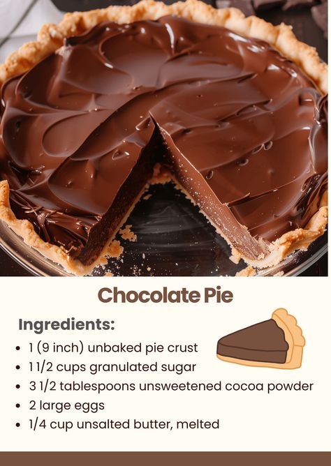 Chocolate Pie Chocolate Pie Homemade, Classic Chocolate Pie, Chocolate Pie Cocoa Powder, Minnys Chocolate Pie Recipe, Quick And Easy Chocolate Pie, Dark Chocolate Pie Recipe, Chocolate Pie Made With Cocoa Powder, Microwave Chocolate Pie Filling, Chocolate Bar Pie