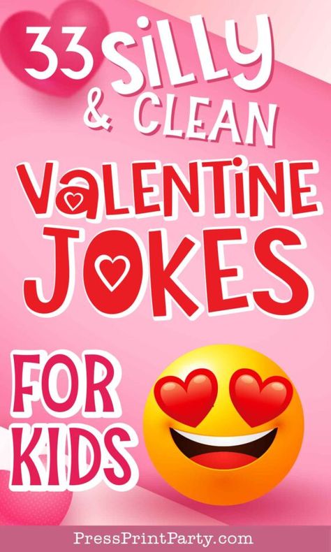 Kid Valentine Jokes - 33 Silly Jokes That Children will Love to Share. Your little ones will love telling these funny Valentine's Day jokes to all of their classmates. On top of Valentine's Day crafts and Valentine card gift exchanges, the best thing is to have a couple of cute jokes at the ready to make them smile. These are kid-friendly jokes, all clean, and all definitely corny. Press Print Party! Valentine’s Day Card Ideas For Classmates, Cards For Friends Valentines Day, Valentines Jokes Funny, Valentine Day Jokes For Kids, Funny Kids Valentines Cards, Funny Kids Valentines, Valentines Day Puns For Kids, February Jokes For Kids, Valentine Riddles For Kids