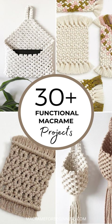 Functional DIY Macrame Projects Macrame Diy Projects, Macrame Fruit Hammock Diy Free Pattern, Macrame Yarn Diy, Macrame For Kitchen, Macrame House Decor, Diy Macrame Basket Tutorial, Diy Macrame Hanging Basket, Macrame House Decor Ideas, Macrame Useful Ideas