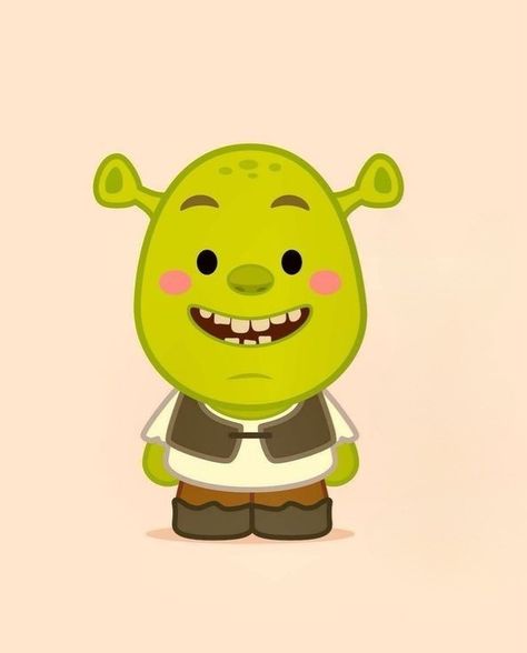 Cute Shrek Drawing, Easy Shrek Painting, Shrek Drawing Easy, Shrek Drawing, Shrek Baby, Shrek Cake, British Phone Booth, Monster Inc Cakes, Sublimacion Ideas