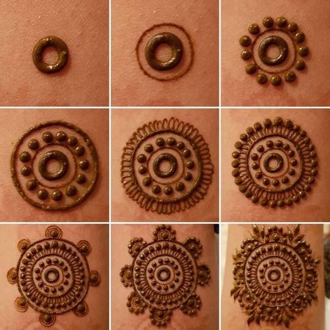 Simple Mehndi Designs Palm, Mehndi Designs Palm, Round Mehndi Design, Small Henna Designs, Palm Mehndi, Cute Henna Designs, Mehndi Designs Simple, Henna Tutorial, Palm Mehndi Design