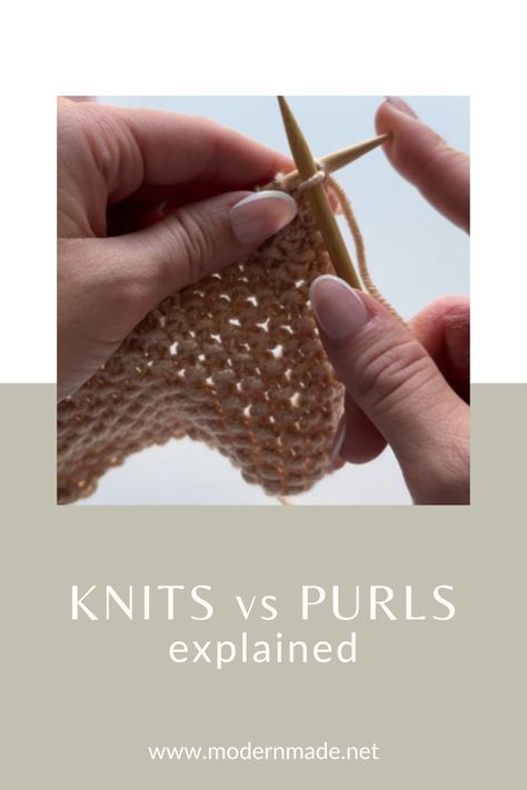 This is an essential lesson for beginners to knitting. In this beginner knitting tutoiral we will cover questions and topics like:

~ Can I only use purls? 
~ How to Knit
~ How to Purl
~ How to tell a knit from a purl
~ How knits and purls create different knitting stitches and patterns
~ The Garter Stitch
~ The Stockinette Stitch Different Knitting Stitches, How To Purl, Purl Knit, Beginner Knitting, Purl Stitch, How To Purl Knit, How To Knit, Stockinette Stitch, Garter Stitch