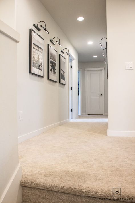 Ivory Carpet Bedroom, Neutral Bedroom With Carpet, Oatmeal Carpet Living Rooms, White Walls And Carpet, Hallway With Carpet, Wall To Wall Carpet Family Room, Whole House Carpet Ideas, Paint And Carpet Color Combinations, Cream Colored Carpet