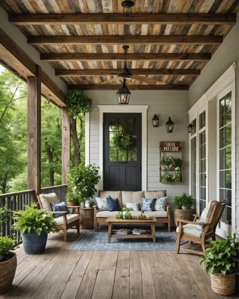 Summer Front Porch Decor, Summer Porch Decor, Farmhouse Patio, Summer Front Porches, Cozy Patio, Summer Porch, Porch Furniture, Farmhouse Porch, Screen Porch