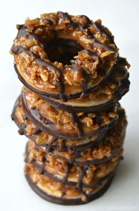 Somoa Cookies, Samoa Cookies Recipe, Samoas Recipe, Homemade Samoas, Samoa Cookies, Köstliche Desserts, Best Cookie Recipes, Girl Scout Cookies, Recipe Roundup