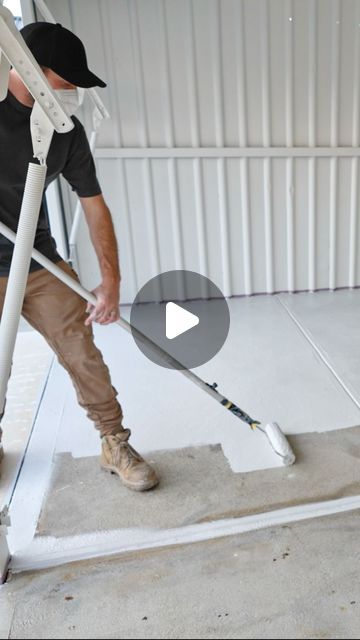 Luke Moore on Instagram: "how to paint concrete flooring" Diy Paint Concrete Floor, Diy Concrete Painting Floors, Painting Garage Floors Diy, Outdoor Floor Painting Ideas Concrete, Painting Floors Concrete, How To Paint Concrete Floors, Floor Paint Stencil, Concrete Paint Ideas, Patio Paint Ideas