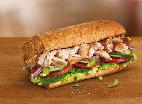 2. Subway's Rotisserie Chicken Sandwich - Courtesy of Subway Healthy Subway Sandwiches, Best Subway Sandwich, High Protein Fast Food, Sonic Restaurant, Subway Food, Roti John, Subway Sandwiches, Chicken Subs, Foods For Diabetics