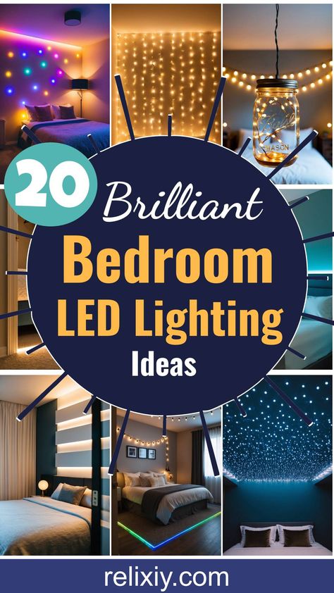 Brighten your space with dazzling LED bedroom lighting ideas—create a relaxing sanctuary or vibrant energy groove. Consider strips, bulbs, or panels! Teenager Bedroom Boy Led Lights, How To Decorate Lights In Bedroom, Strip Lights For Bedroom, Lightning In Bedroom, Floating Bed Led Lights, Kids Room Led Lights, Teen Room Led Lights, Cute Led Lights Room, Light Wall Ideas