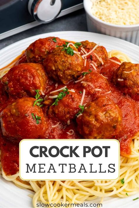 These homemade Crockpot Meatballs are cooked perfectly in your slow cooker, are made with simple ingredients, and can be used in various dishes. Whether you're looking for a hearty pasta dish, a tasty sandwich, or some comforting soup, these easy meatballs will do the trick! Homemade Crockpot Meatballs, Meatballs In Crock Pot, Homemade Meatballs Crockpot, Sausage Pasta Sauce, Easy Meatballs, Pasta Meatballs, Crockpot Meatballs, Best Easy Dinner Recipes, Crockpot Pasta