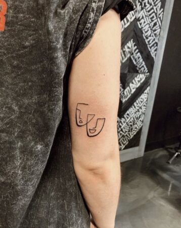 33 More Broadway-Themed Tattoos | Playbill Musical Theatre Inspired Tattoos, Tattoos For Movie Lovers, Broadway Musical Tattoos, Theater Inspired Tattoos, Acting Tattoo Ideas, Dear Evan Hansen Tattoo Ideas, Broadway Tattoo Ideas, Broadway Musicals Tattoo Ideas, Broad City Tattoo