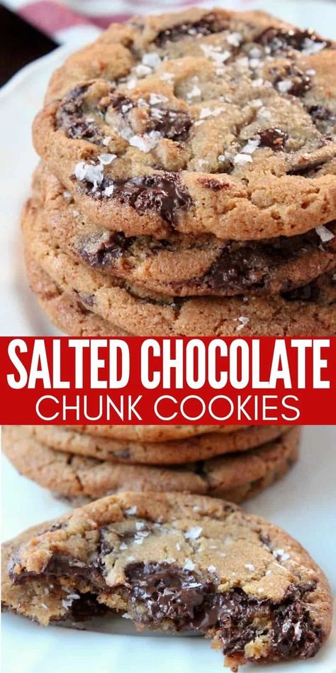 Sea Salt Chocolate Chunk Cookies, Salted Chocolate Chunk Cookies, Candies Recipes, Salty Cookies, Salted Chocolate Chip Cookies, Sea Salt Chocolate, Best Cookies Ever, The Best Cookies, Best Cookies