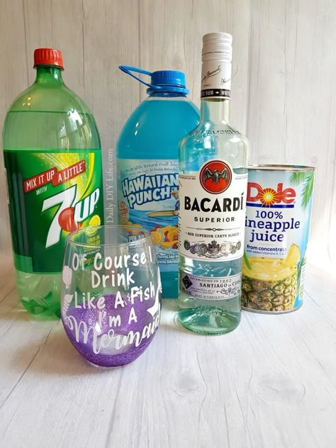 Spiked Hawaiian Punch Recipes, Alcohol Drinks By The Gallon, 2 Gallon Alcoholic Punch, Mermaid Rum Punch, Gallon Jug Mixed Drinks, Mermaid Punch Alcoholic, 3 Gallon Alcohol Recipes, Alcoholic Drinks By The Gallon, Gallon Drink Recipes Alcohol