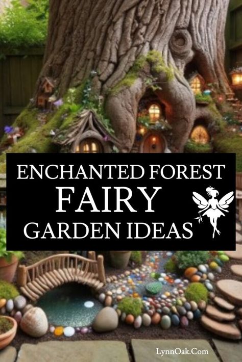 Fairy Garden In Tree, Big Fairy Garden Ideas, Fairy Tree Ideas, Fairy Gardens Outdoor, Nome Gardens Ideas, Fairy Gardens Ideas, Diy Fairy House Ideas, Gnome Garden Ideas, Homemade Fairy Garden Ideas