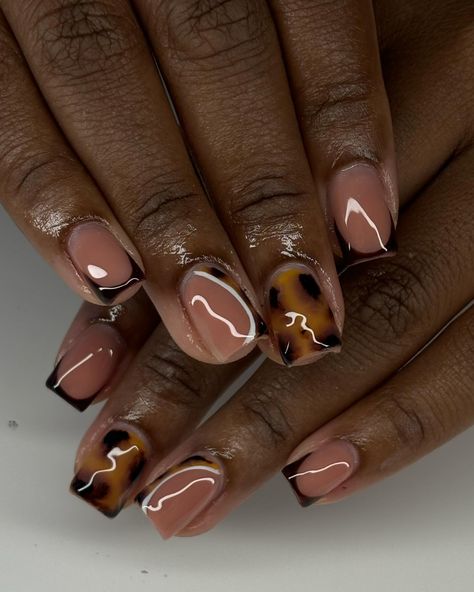 I still have availability next week, book now!!🤎🤎🤎 #naturalnails #agalore #buildergel Tortoise Gel Nails, Short Leapord Nails, Short Acrylic Nails Natural Looking, Fun Short Nails Art Ideas, Brown Tortoise Nails, Natural Nail Art Short, Dream Nails Short, Terracotta Nails Designs, Brown Short Nails Design