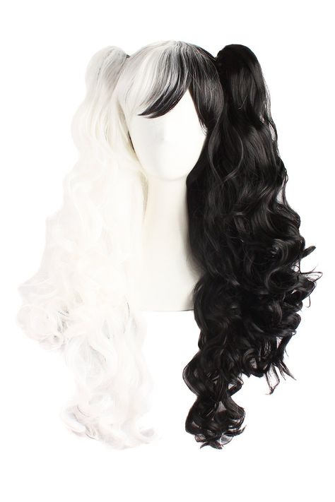 MapofBeauty Multi-color Lolita Long Curly Clip on Ponytails Cosplay Wig (White/ Black): Amazon.co.uk: Toys & Games Pigtails Anime, Curly Pigtails, Avatar Hair, Pigtail Wig, Kawaii Wigs, Rainbow Wig, Two Ponytails, Gothic Princess, White Costumes