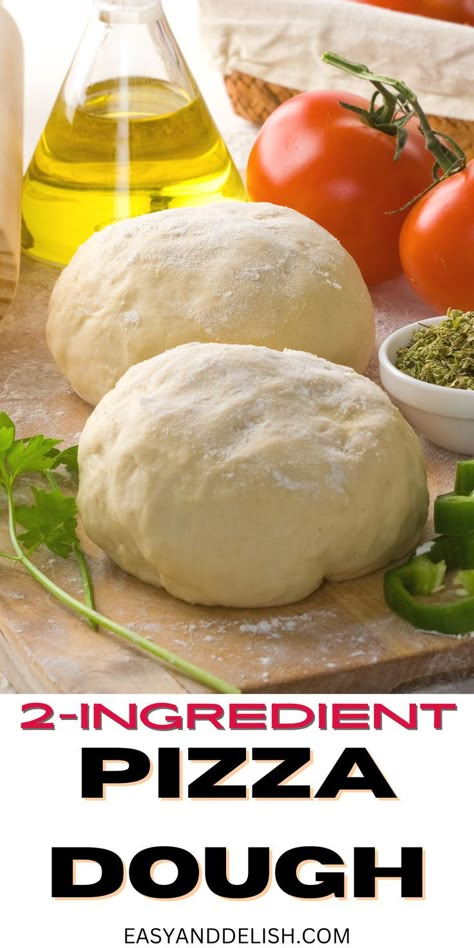 Make this 30-minute homemade pizza dough without yeast with just 2 ingredients: self-rising flour and Greek yogurt. It becomes crispy and has fewer calories than regular pizza dough. Pizza Crust Self Rising Flour, Pizza Crust With Self Rising Flour, Self Rising Flour Pizza Dough No Yogurt, Pizza Dough With Self Rising Flour, Two Ingredient Pizza Dough Greek Yogurt, Pizza Dough Self Rising Flour, Two Ingredient Pizza Dough, Yogurt Pizza Dough Recipe, Self Rising Flour Pizza Dough