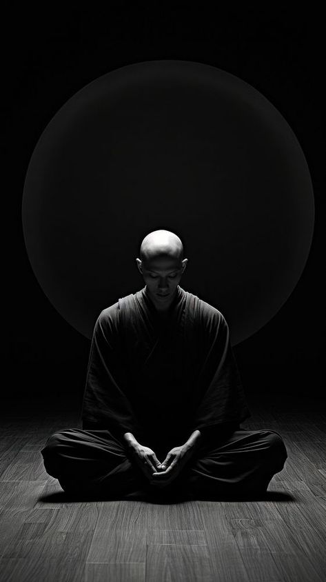 Photography of monk sports black adult. | premium image by rawpixel.com Black Meditation Aesthetic, Dark Black And White Photography, Meditation Aesthetic Black, Dark Yoga Aesthetic, Monk Mode Wallpaper, Calm Meditation Aesthetic, Meditation Wallpaper Iphone, Meditation Aesthetic Photography, Enlightenment Aesthetic