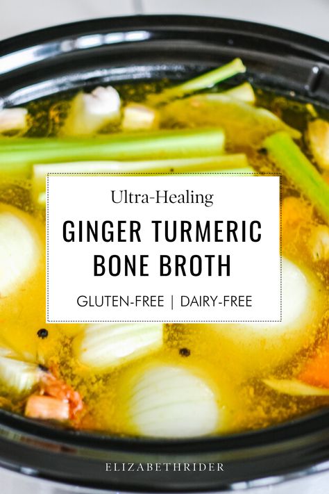 Turmeric Bone Broth, Inflammation Recipes, Anti Inflammation Recipes, Inflammation Diet, Bone Broth Recipe, Healing Recipes, Ginger Turmeric, Broth Recipes, Anti Inflammation