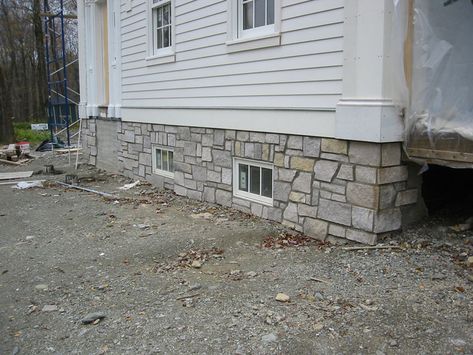 want to add this stone veneer to my house foundation some day. Foundation Refacing, Manufactured Home Remodel Exterior, Exterior Stone Veneer, Foundation Ideas, Stone Veneer Exterior, Stone Foundation, Landscaping Around House, Manufactured Home Remodel, Crystal Cove