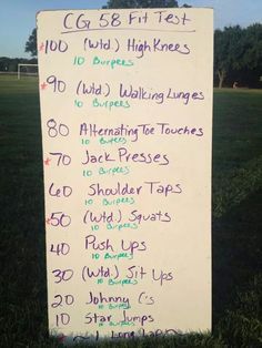 Camp Gladiator fit test - everyone is always asking me what a CG workout is like.  Here is an example. YES, it is hard. YES, it is challenging.. but it is so rewarding and I LOVE IT! Gladiator Workout, Camp Gladiator, Fitness Testing, Travel Workouts, Farmer Life, Circuit Workouts, Ball Workouts, Summer Prep, Workout List