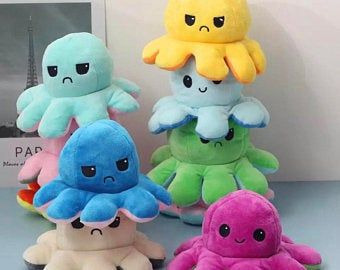 Octopus Plushies, Reversible Octopus, Octopus Crochet, Octopus Crochet Pattern, Whale Plush, Octopus Plush, Cool Fidget Toys, Cute Octopus, Valentine Gifts For Girlfriend