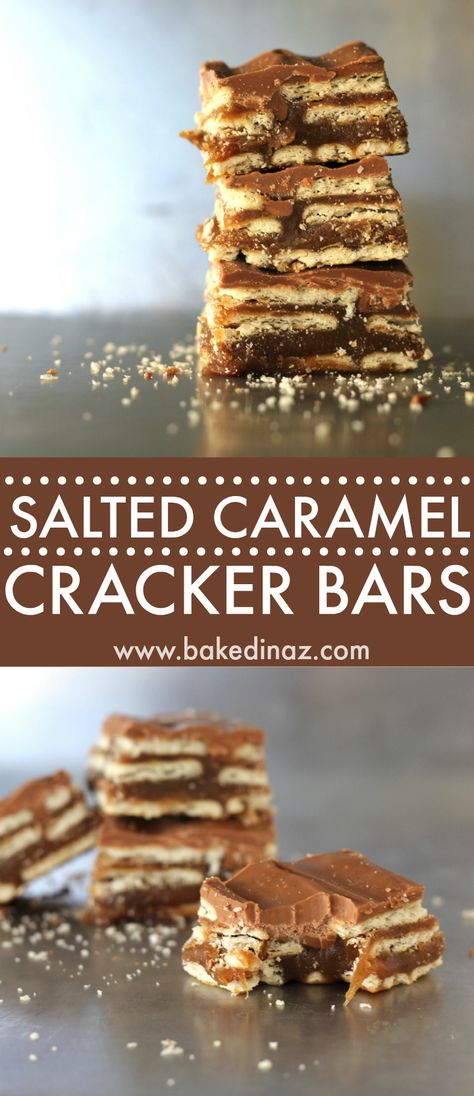 Salted Caramel Cracker Bar - made with club crackers, these taste just like the Salt River Bars at Liberty Market in Gilbert, AZ! Club Cracker Caramel Bars, Salt River Bars Recipe, No Bake Caramel Pretzel Cracker Bars, Sea Salt Caramel Bars, Salted Caramel Chocolate Chip Cookie Bar, Pb Brownies, Club Cracker, Easy Bars, Salted Caramel Bars