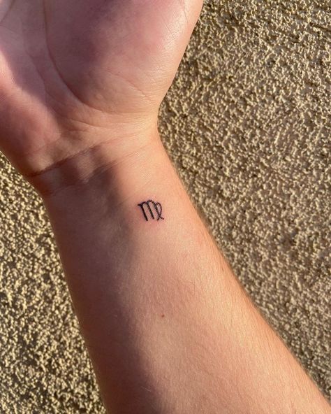 awesome 23 Virgo Tattoos for Zodiac Enthusiasts in 2021 Virgo Minimalist Tattoo Ideas, Tattoos Virgo Zodiac, Virgo Tattoo Wrist, Mini Virgo Tattoo, Virgo Small Tattoo Ideas, Dainty Virgo Tattoos, Virgo Tattoo Aesthetic, Virgo Wrist Tattoo, Minimalist Tattoo Virgo