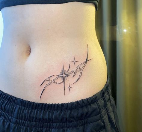 Pelvic Tattoos, Blitz Tattoo, Lower Stomach Tattoos, Waist Tattoos, Belly Tattoos, Sigil Tattoo, Stomach Tattoos, Discreet Tattoos, Black Ink Tattoos