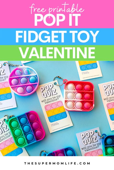 Pop It Valentine, Gift Ideas Valentines Day, School Gift Ideas, Gift Ideas Valentines, Valentines Printable, Pop It Fidget, Holiday Craft Ideas, Kids Homemade, Class Valentines