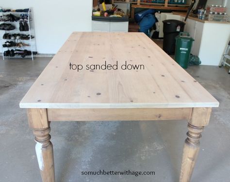 World Market Dining Table, Table Refinishing, Diy Side Tables, Stained Furniture, Refinished Table, French Farmhouse Dining Table, Dining Room Table Makeover, Old Tables, Painted Kitchen Tables